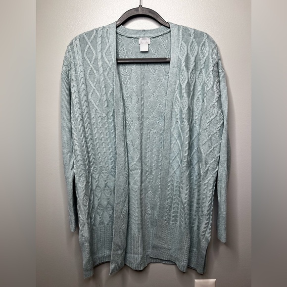 Chico's Women's Cable Stitch Knit Cardigan - Wool Cashmere Blend (Size M) - Picture 3 of 13